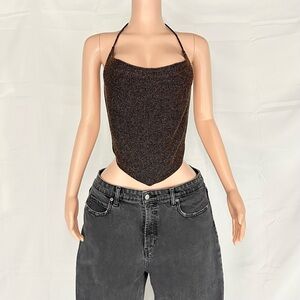 Caution To The Wind Shimmering Brown Halter Camisole